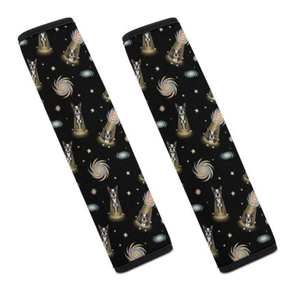 2 Pack Boston Terrier Dog Galaxy Funny Bulldog Car Seat Belt Pad Universal Soft and Comfortable Harness Pads Strap for Adult Use, Most Cars, Easy Install (No Tool) - color: Pattern 841