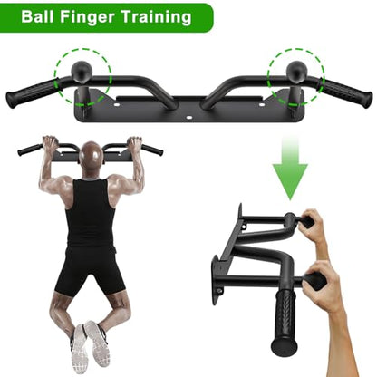 SELEWARE Heavy Duty Welded Pull Up Bar Wall/Joist/Ceiling Mount Chin Up Bar | Multifunctional Pull-up Bars w/Resistance Band Hooks for Home Gym Strength Training, Sturdy Steel Construction Support 500 lb - color: D2: Black Wall Mount Pull Up Bar
