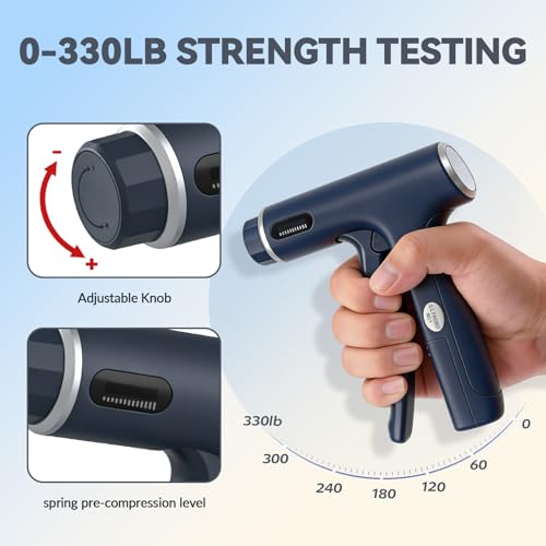 330lbs/150KG Handful Grip Strength Tester, Electronic Hand Dynamometer & Exerciser with Adjustable Resistance Trainer, LCD Screen, Ergonomic Handle for Home and Gym Use(Battery Not Included)
