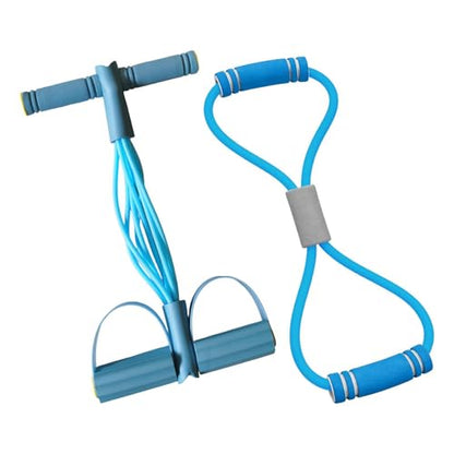 Pedal Puller Resistance Band 8-Tube Puller Rope | with 8-shaped Training Strap Adjustable Elastic Yoga Bands for Stretching for Fitness Workout Pilates - color: Blue