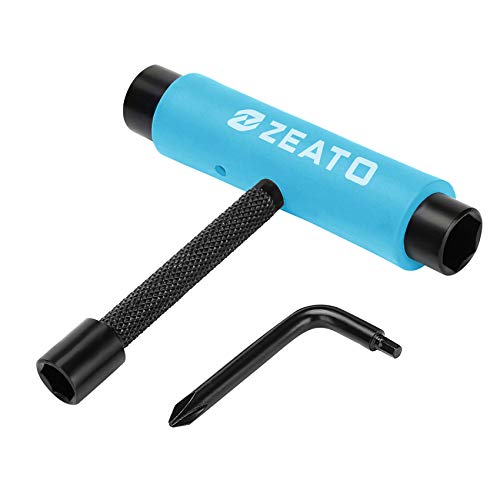All-in-One Skate Tools Multi-Function Portable Skateboard T Tool Accessory with T-Type Allen Key and L-Type Phillips Head Wrench Screwdriver - color: Upgrade-blue