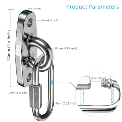 Heavy Swing Hanger Stainless Steel 304 Rust-Proof Playground Porch Yoga seat Hanger Swing Hammock Chair Suspension kit Indoor and Outdoor 2000 pounds Capacity - color: Silver-1