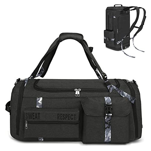 Cico Rider Gym Bags for Men Gym Duffle Bag Backpack 3-Way Sports Duffel Bags for Men with Shoe Compartment & Wet Pocket（Black） - color: BLACK, size: Medium 45L