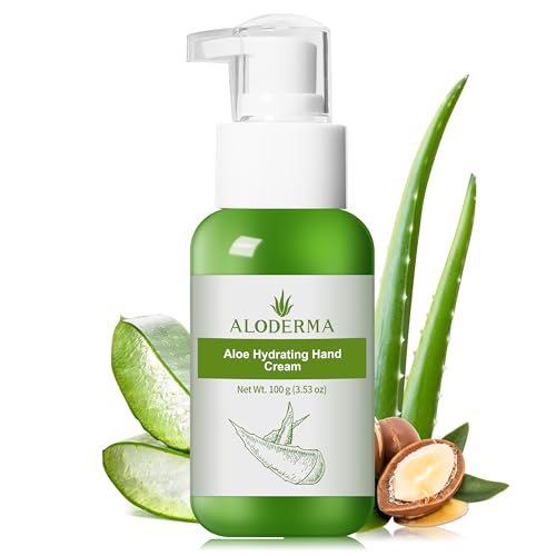 Aloderma Aloe Hydrating Hand Cream, Non-Greasy Lotion for Dry Skin, 3.5 oz | Gently scented vegan formula with shea butter, travel size 100 ml hand cream for cracked skin - ideal for office or gym use - size: 3.5 Fl Oz (Pack of 1)