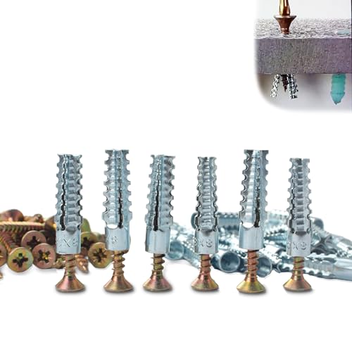 60 Pack Hollow Wall Anchor with Screws,Loose Hinge Hole Repair Kit for Wall | 3/8 inch Metal Expansion Bolt for Drywall,Concrete wall anchors are suitable for bathrooms,kitchens,living rooms and garages - size: 3/8 inch