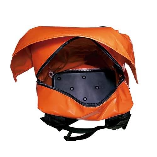 Klein Tools 5185ORA Tool Bag Backpack, Made in USA, Lineman Backpack, Adjustable Padded Shoulder Straps, Double-Stitched Bottom with Drain Holes, Orange