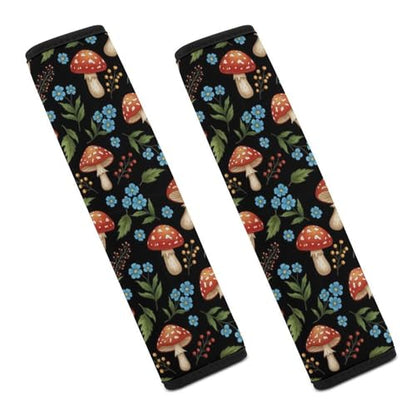 2 Pack Gothic Magic Mushroom Floral Car Seat Belt Pad Soft Padded Seat Belt Cushion for Child, Stroller Pushchair High Chair, Shock Absorption - color: Pattern 418