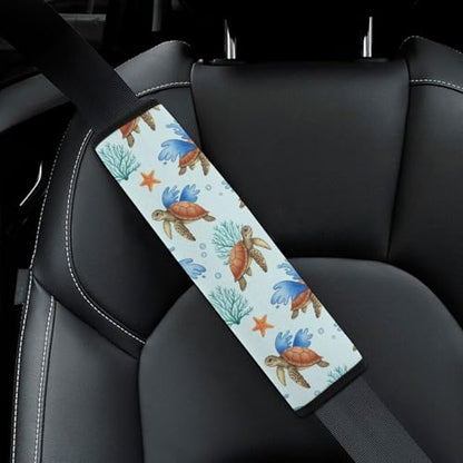 Universal Fit Seat Belt Shoulder Pad for Kids, Car Seats Pushchair Strollers High Chair Pushchair, 1 Pair Ocean Sea Turtles Automotive Seat Belt Protector - color: Pattern 360