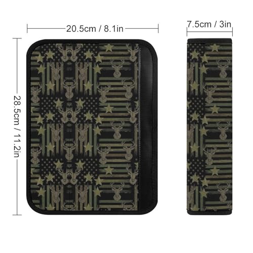 2 Piece Universal Fit Seat Belt Cover for Adult Use, Most Cars, Camo Camouflage Hunting Deer American Flag Seat Belt Covers Cushion, Shock Absorption - color: Pattern 645