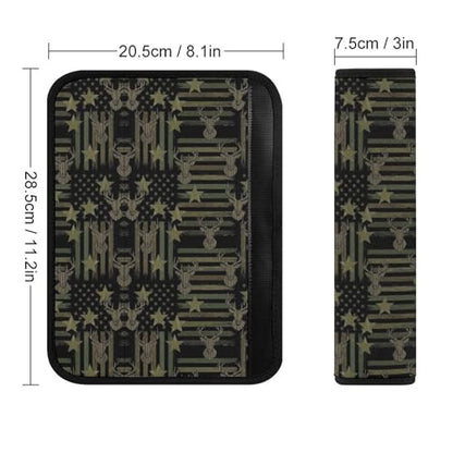 2 Piece Universal Fit Seat Belt Cover for Adult Use, Most Cars, Camo Camouflage Hunting Deer American Flag Seat Belt Covers Cushion, Shock Absorption - color: Pattern 645