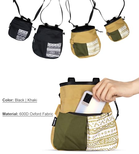 Climbing Chalk Bag, Large Capacity Rock Climbing Chalk Bag for Bouldering, Weightlifting, Gym, Disc Golf & Wall Climbing, Durable Bouldering Chalk Bucket - color: Black, size: Large