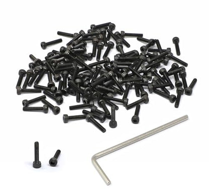 iexcell 100 Pcs M2.5 x 12mm Thread Pitch 0.45 mm Alloy Steel 12.9 Grade Hex Socket Head Cap Screws Bolts Kit, Black Oxide Finish - size: M2.5 x 12mm