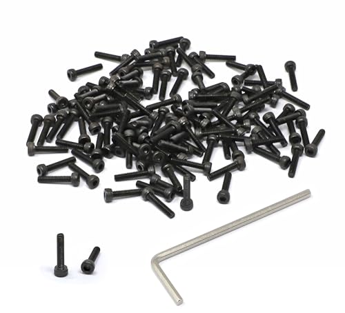iexcell 100 Pcs M2.5 x 12mm Thread Pitch 0.45 mm Alloy Steel 12.9 Grade Hex Socket Head Cap Screws Bolts Kit, Black Oxide Finish - size: M2.5 x 12mm