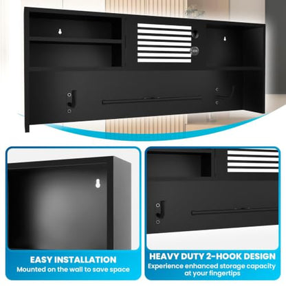 Police Gear Rack with Password Lock Safe & Dual-Hook for Gun Storage | Wall Mounted Tactical Duty Gear Rack Decor with Flag, Heavy-Duty Police Vest Hanger for Vest, Belt & Valuables