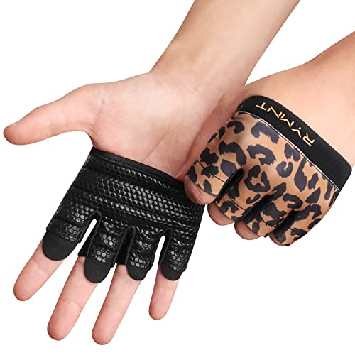 Minimal Workout Gloves,Short Micro Weight Lifting Gloves Grip Pads with Full Palm Protection & Extra Grip for Men Women Weightlifting,Gym,Cross Training,Powerlifting,WODs. - color: Cheetah/Leopard, size: Large (Women)/Medium(Men)
