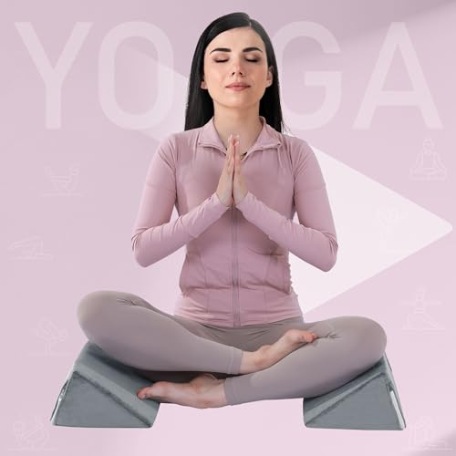 BALAPET 2 Pcs Small Wedge Pillow for Sleeping，Premium Foam Bed Pillow for Side Sleeping,Triangle Wedge Pillow for Leg Elevation,Yoga,Reduce Back Pain(Gray) - color: Gray