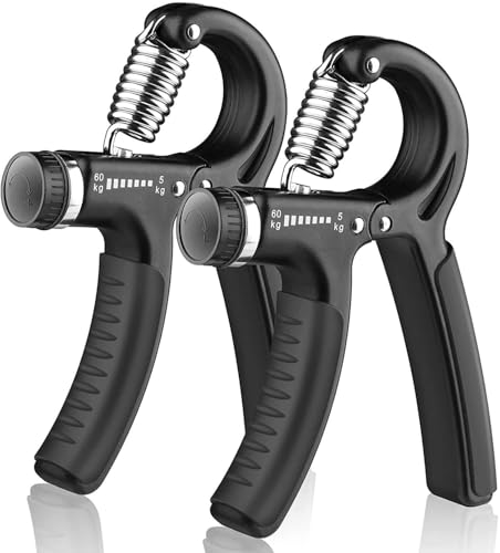 2 Pack Hand Grip Strengthener, Grip Strength Trainer, Adjustable Resistance 11-132Lbs (5-60kg)