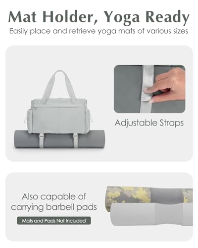 Small Gym Bag, Mini Gym Bag with Yoga Mat Holder & Wet Compartment, Gray | Yoga Mat Bag, Water Bottle Pocket, Detachable and Adjustable Shoulder Strap, Mini Duffle Bag for Workout Travel Dance - color: Gray