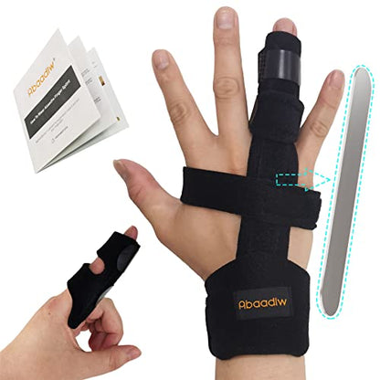 Abaadlw Trigger Finger Splint 2 Pcs, Adjustable Index Finger Splint, Finger Splint Middle Finger, Ring Finger Splint, Pinky Finger Splint,Hand Brace - color: Black-B1-2, size: M