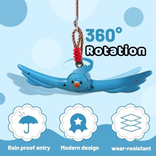 Ninja Twist Swing-360 Degree Handle Rotation Promotes Sensory Development, Arm Strength,Swingset Accessories Outdoor-Swing Spins Set (Blue) - color: Sky Blue