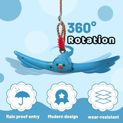 Ninja Twist Swing-360 Degree Handle Rotation Promotes Sensory Development, Arm Strength,Swingset Accessories Outdoor-Swing Spins Set (Blue) - color: Sky Blue