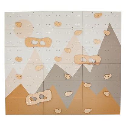Wood And Hearts Indoor Rock Climbing Wall for Kids – 18 Wooden Climbing Panels with Rock Climbing Holds and Large Climbing Grips, Montessori Sensory Play Equipment for Playroom and Home Gym