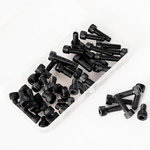 M6-1.0 Socket Head Cap Screws - 8/10/12/16/20mm Length Kit, 12.9 Grade Alloy Steel, Allen Drive, Black Oxide Finish, Full Thread, 50-Piece Set - size: 12.9-Socket-M6-8-20mm