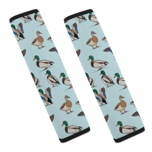 2 Pack Breathable Car Seat Straps Shoulder Pads for Adults and Children, All Vehicles, Cute Mallard Duck Harness Pads Strap, Pressure Relief - color: Pattern 1028