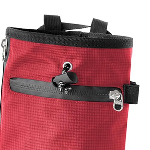 SM SunniMix Climbing Chalk Bag Drawstring Pouch Weightlifting Rock Bouldering Adjustable Waist Belt Oxford Cloth Waterproof Zipper Pocket Suitable for Gymnastics - color: Red