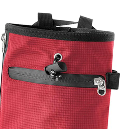 Rock Climbing Chalk Bag Waist Belt Chalk Carrier Bag with Zipper Pocket for Fitness Bowling Gymnastics Gym Weight Lifting - color: Red
