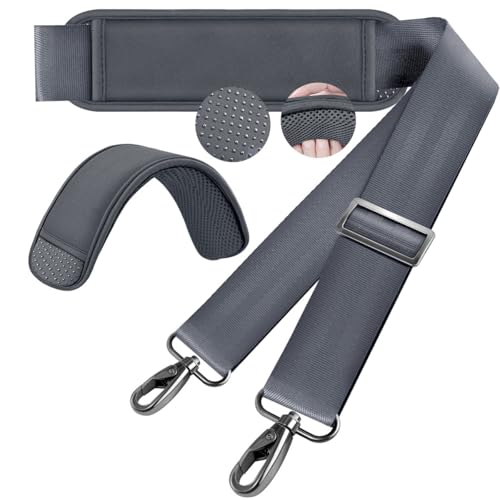 Hseok 60 Inch Shoulder Strap, Ultra-Thick and Padded with Metal Swivel Hooks for Laptop Messenger and Crossbody Canvas Bags - color: Dark Gray