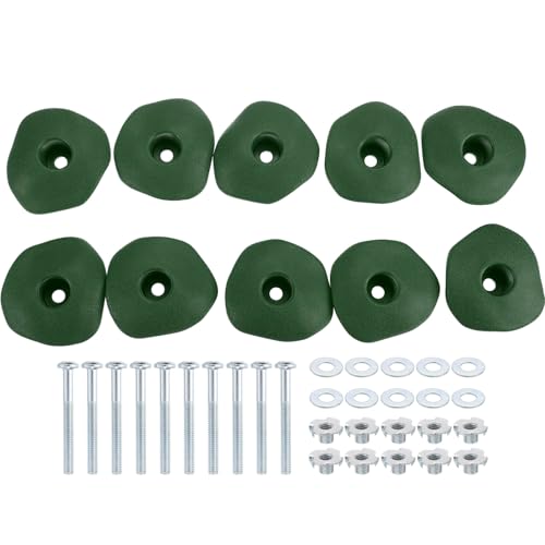 PATIKIL Rock Climbing Holds, Climbing Rock Wall Grips Play Set Climber Attachments with Single Holes for Playground - color: Green, style: Green-D