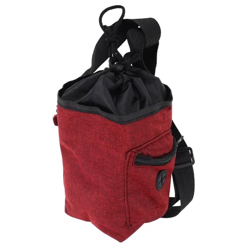 KALLORY Climbing Chalk Bag Bouldering Chalk Bucket with Belt Zippered Pocket Wine Red for Rock Climbing Gymnastics Weightlifting Outdoor Gear