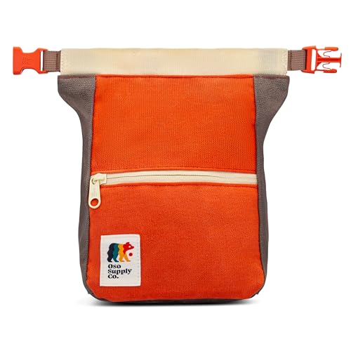 Oso Supply Co - Kulshan Bouldering Bucket, Large Size Chalk Bag for Rock Climbing, Chalk Pot with Magnetic Roll Down Closure, Brush Loop, Zippered Pockets for Climbers - color: Red Rock & Stone