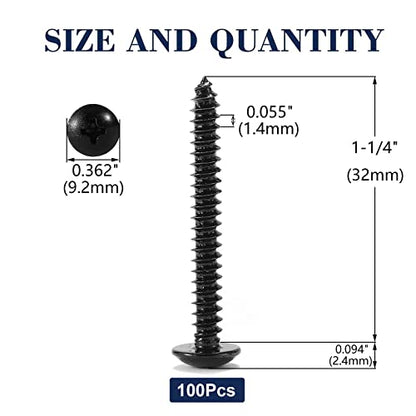 #8 x 1-1/4" Wood Screw 100Pcs Truss Head Phillips 18-8 (304) Stainless Steel Fast Self Tapping Screws Black Oxide by SG TZH - size: #8 x 1-1/4"