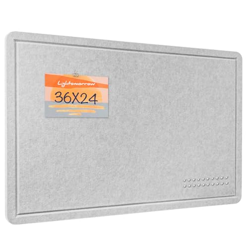 Lightomorrow Bulletin Board, 36 x 24 Inches Felt Pin Board, Cork Alternative for Wall, 3' x 2' Foldable Self-Adhesive Vision Board with 20 Pushpins - Light Gray - color: Light Gray, size: 23.6" x 35.4"