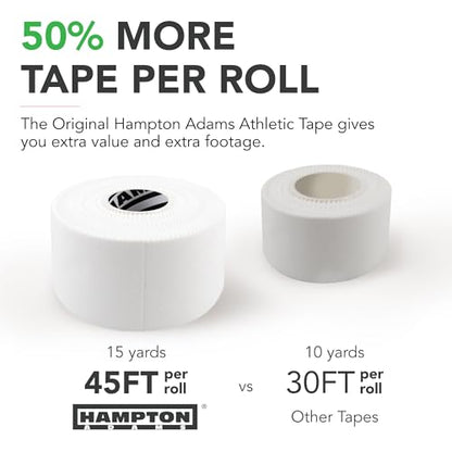 Hampton Adams | As Seen on Shark Tank | Original Sports Medical Athletic Tape (8-Pack) | 45ft Rolls | No Sticky Residue Easy Tear | for Athletes Trainers First Aid Injury Wrap | Ankles Wrist - color: White