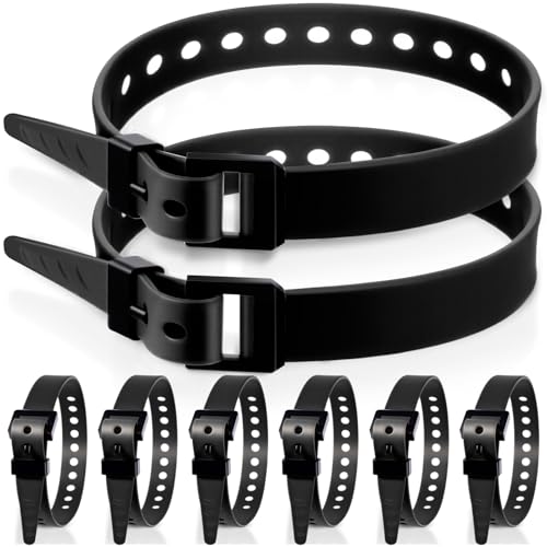 Blulu 8 Pack Reusable Industrial Straps 16" Length Reliable Tension Straps for Securing Bike Motor Gear -60 Lb. Working Load, Elastic Cable Ties for Welders Skis, Garden Hoses (Black) - color: Black, size: 16"