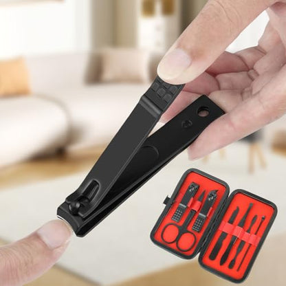 7 Pcs Nail Clipper Set for Home Manicure and Pedicure, Professional Grooming Kit with Case for Personal Care and Travel - color: 7 Piece-black