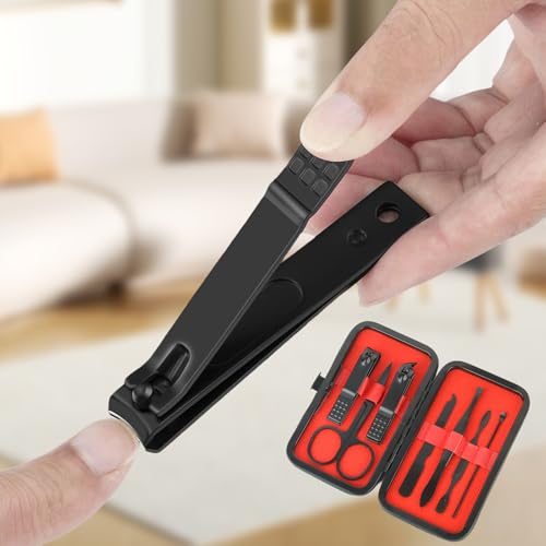 7 Pcs Nail Clipper Set for Home Manicure and Pedicure, Professional Grooming Kit with Case for Personal Care and Travel - color: 7 Piece-black