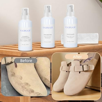 Shoe Cleaner Kit with Shoe Cleaner, Shoe Waterproof, Shoe Care with Shoe Brush & Cleaning Towel, Removes Dirt, Ideal for Suede, Nubuck, Sneaker, Leather, Sheepskin Boots, Sandals