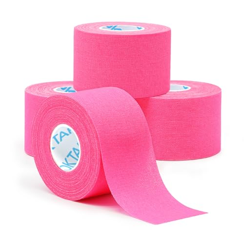 OK TAPE Athletic Sports Tape 4 Packs 32.8ft Per Roll Pink Strong Adhesion | Athletic Tape for Injuries,Strong Stick No Residue Athlete & Sport Trainers First Aid Injury Wrap, Hockey Stick - color: Pink, size: 1.5" x 11yards - 4 Rolls