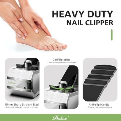 Heavy Duty Straight Blade Nail Clippers for Thick Toenails, Professional Stainless Steel Fingernail Toenail Clippers Trimmers - Thick Wide Jaw Toe Nail Clippings for Seniors, Men & Women - Black - color: Silver Black