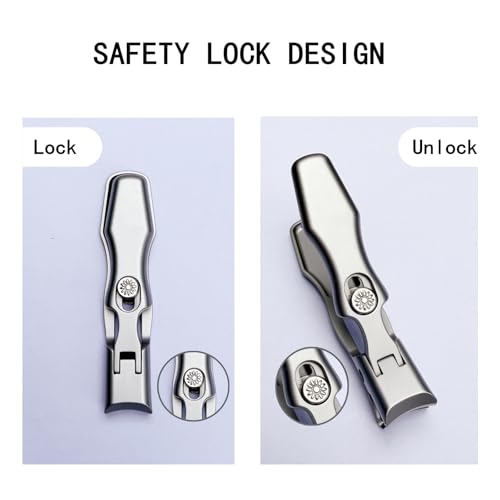 German Heavy Duty Nail Clippers for Thick Nails - Ultra Sharp Stainless Steel Clippers with Wide Jaw Opening & Anti-Splash Catcher - Ideal for Seniors, Men & Women with Safety Lock - style: Large Silver Nail Clipper