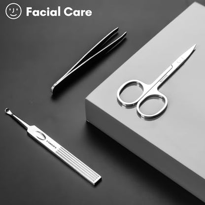 FAMILIFE Manicure Set, 11 in 1 Professional Manicure Kit Nail Clippers Set, Stainless Steel Pedicure Tools Toe Nail Kit, Men Grooming Tool with Portable Brown Leather Travel Case Gifts for Men Women - color: Brown