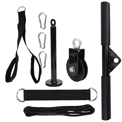 Exercise Pulley System 9Pcs Set | High - Strength Nylon Rope & Quiet Cable Pulley | DIY Loading Pin for Triceps Training / Pull Down / Home Gym | Portable Strength Equipment