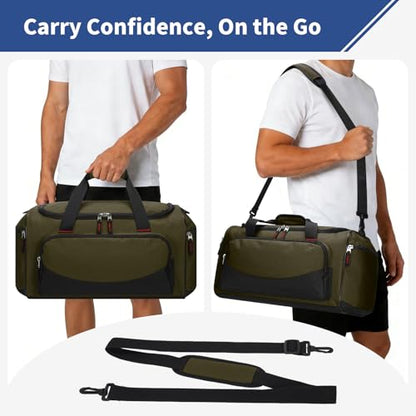 30L Gym Sport Duffle Bag - 17 inch Carry on Weekender Overnight Bag for Travel, Workout, Fitness (Olive Green-30L) - color: Olive Green