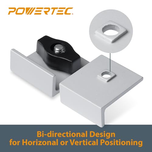 POWERTEC 71821 Bi-Directional Short Stop Kit, T Track Stop Block for T-Track Woodworking, Sanding, and Routing, 4PK - size: T track stop, 4PK