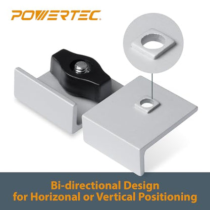 POWERTEC 71821 Bi-Directional Short Stop Kit, T Track Stop Block for T-Track Woodworking, Sanding, and Routing, 4PK - size: T track stop, 4PK