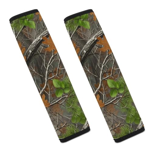 2PCS Hunting Camo Tree Camouflage Car Seat Straps Shoulder Pads Universal Soft and Comfortable Seat Belt Covers Cushion for Child, All Vehicles, Shock Absorption - color: Pattern 331